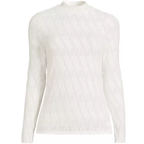 Women's Long Sleeve Brushed Lace Mock Neck Top, Front