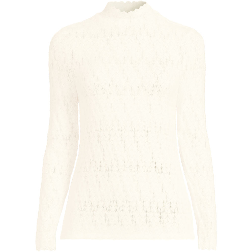 Long Sleeve Lace Polo Neck Top, Women, size: 3XL, plus, Ivory, Spandex/Nylon-blend, by Lands' End