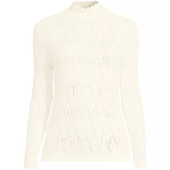 Women's Plus Size Long Sleeve Brushed Lace Mock Neck Top - primary