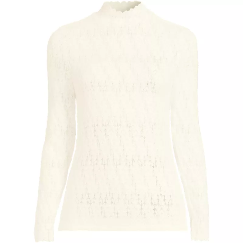 Women's Plus Size Long Sleeve Brushed Lace Mock Neck Top, Front