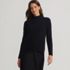 Women's Long Sleeve Brushed Lace Mock Neck Top, Front