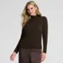 Women's Long Sleeve Brushed Lace Mock Neck Top, Front