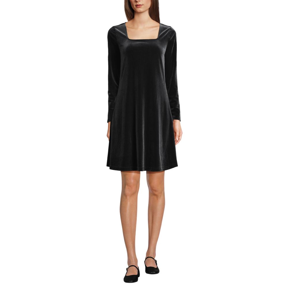 Women's Knit Velvet Square Neck Dress | Lands' End