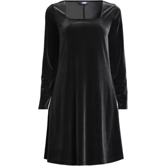 Women's Knit Velvet Square Neck Dress - primary