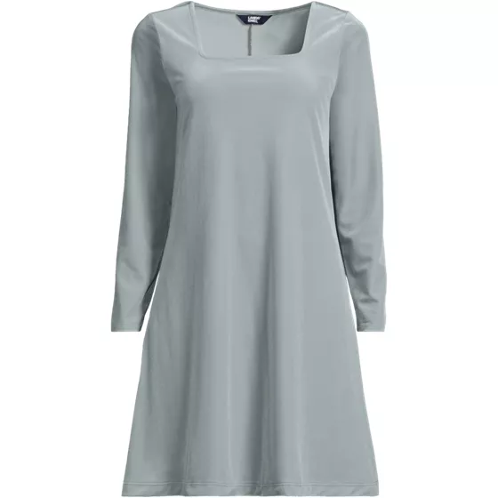 Women's Knit Velvet Square Neck Dress - primary