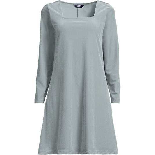 chinese dress ladies Dresses: Polo Mini Long Sleeve Pleat Dress - Grey main image 1