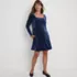 Women's Knit Velvet Square Neck Dress, alternative image