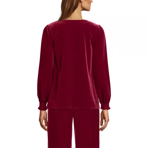 Women's Long Sleeve Velvet Blouse, Back