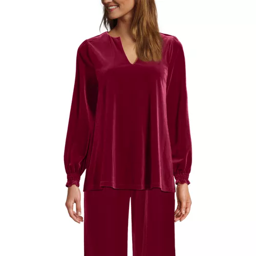 Women's Long Sleeve Velvet Blouse, Front