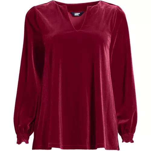 Women's Long Sleeve Velvet Blouse, Front