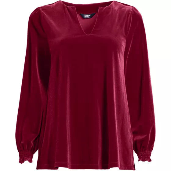 Women's Long Sleeve Velvet Blouse - primary