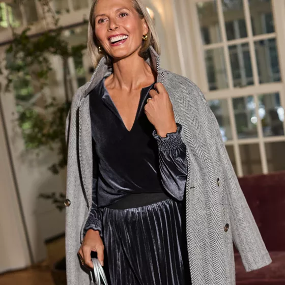 Women's Long Sleeve Velvet Blouse - primary