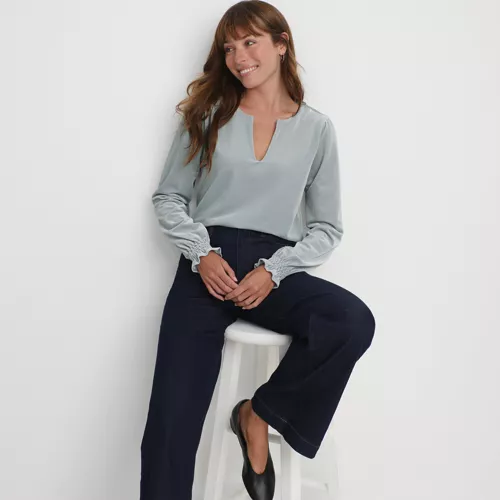 Women's Long Sleeve Velvet Blouse, alternative image