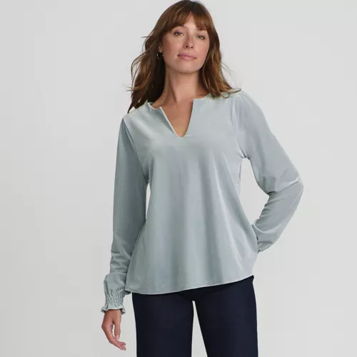 Women's Long Sleeve Velvet Blouse, Front