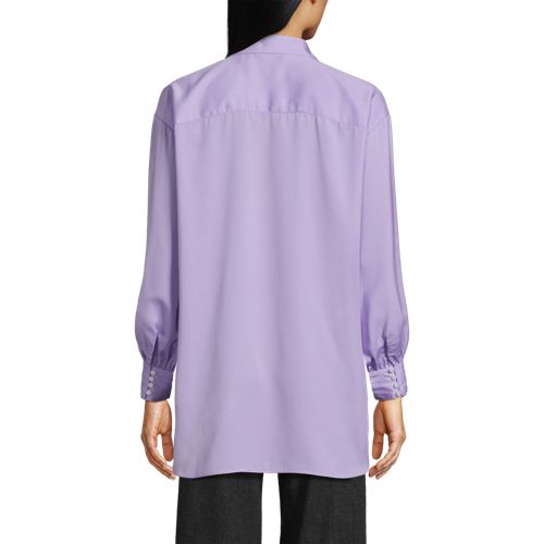 Women's Long Sleeve Oversized Satin Buttondown Tunic, Back