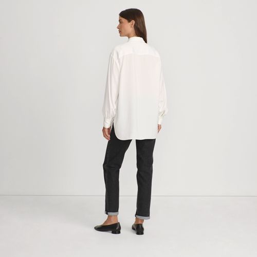 Women's Long Sleeve Oversized Satin Buttondown Tunic - image 5