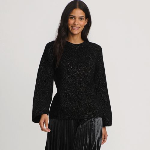  Lands' End Pullover Mit Schleife, Damen, Größe:32-34 Regular, Schwarz, Metall/polyester-mischung, By Lands' End 