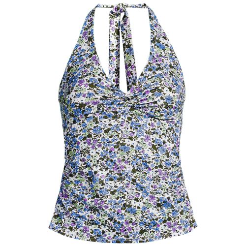 Knot Twist Halter Tankini Top, Women, size: 20, plus, White, Nylon-blend, by Lands' End