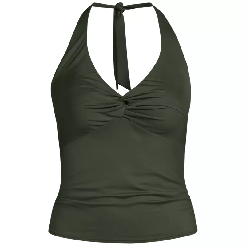 Women's Plus Size Twist Halter Tankini Top , Front