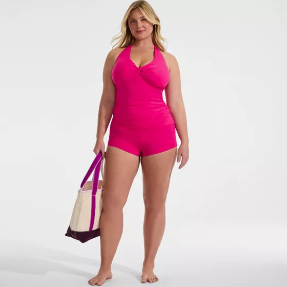 Women's Plus Size Twist Halter Tankini Top  - primary