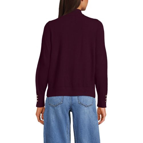  Lands' End Stehkragenpullover Mit ärmelknöpfen, Damen, Größe:32-34 Regular, Rot, Polyester/nylon/viskose, By Lands' End 