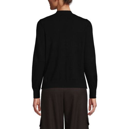  Lands' End Stehkragenpullover Mit ärmelknöpfen, Damen, Größe:32-34 Regular, Schwarz, Polyester/nylon/viskose, By Lands' End 