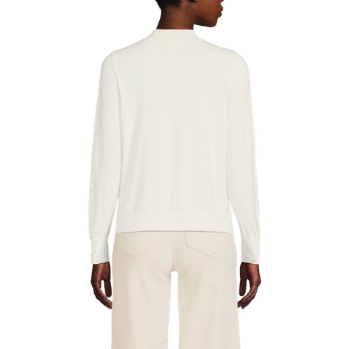  Lands' End Stehkragenpullover Mit ärmelknöpfen, Damen, Größe:36-38 Regular, Weiß, Polyester/nylon/viskose, By Lands' End 
