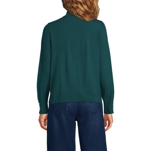  Lands' End Stehkragenpullover Mit ärmelknöpfen, Damen, Größe:32-34 Regular, Grün, Polyester/nylon/viskose, By Lands' End 