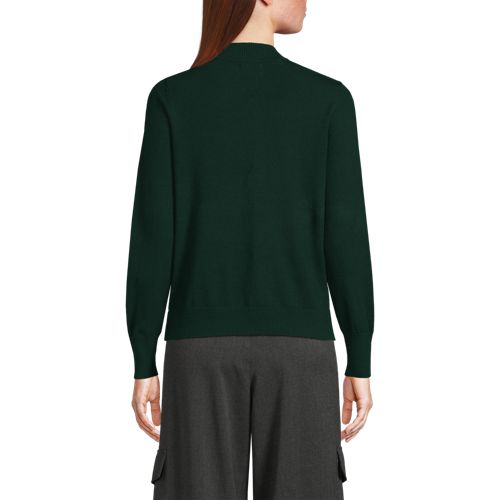  Lands' End Stehkragenpullover Mit ärmelknöpfen, Damen, Größe:48-50 Regular, Grün, Polyester/nylon/viskose, By Lands' End 