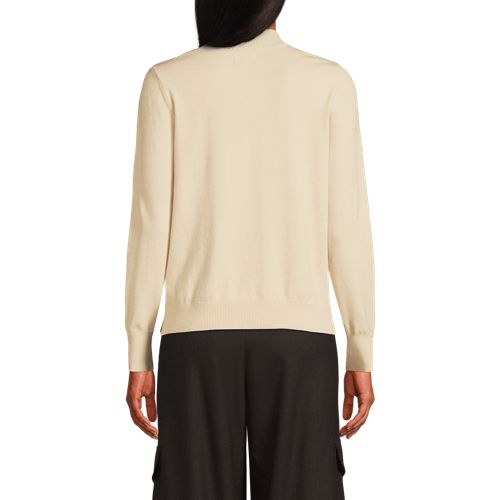  Lands' End Stehkragenpullover Mit ärmelknöpfen, Damen, Größe:44-46 Regular, Beige, Polyester/nylon/viskose, By Lands' End 