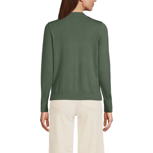  Lands' End Stehkragenpullover Mit ärmelknöpfen, Damen, Größe:36-38 Regular, Grün, Polyester/nylon/viskose, By Lands' End 