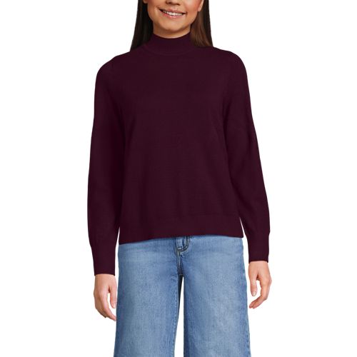  Lands' End Stehkragenpullover Mit ärmelknöpfen, Damen, Größe:32-34 Regular, Rot, Polyester/nylon/viskose, By Lands' End 