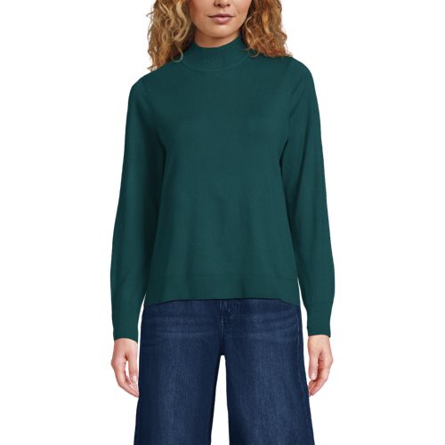  Lands' End Stehkragenpullover Mit ärmelknöpfen, Damen, Größe:32-34 Regular, Grün, Polyester/nylon/viskose, By Lands' End 