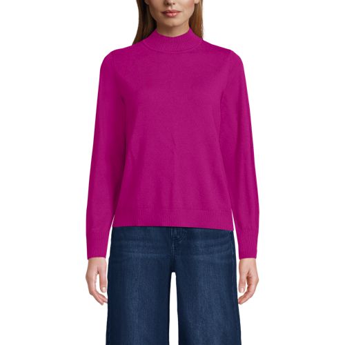  Lands' End Stehkragenpullover Mit ärmelknöpfen, Damen, Größe:32-34 Regular, Pink, Polyester/nylon/viskose, By Lands' End 