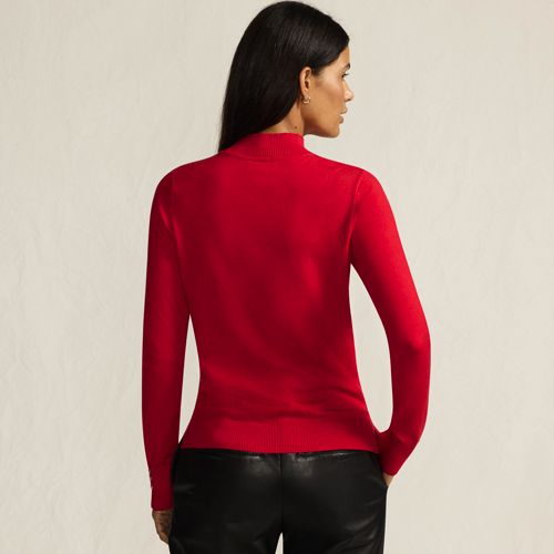  Lands' End Stehkragenpullover Mit ärmelknöpfen, Damen, Größe:32-34 Regular, Rot, Polyester/nylon/viskose, By Lands' End 