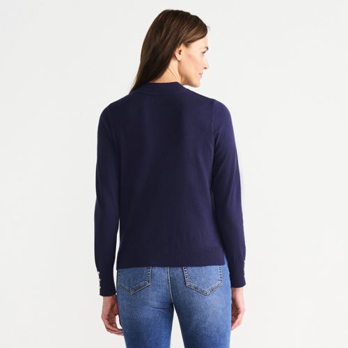 Lands' End Stehkragenpullover Mit ärmelknöpfen, Damen, Größe:36-38 Regular, Blau, Polyester/nylon/viskose, By Lands' End 