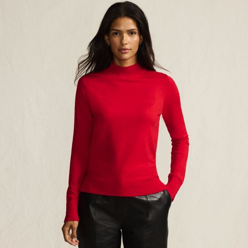  Lands' End Stehkragenpullover Mit ärmelknöpfen, Damen, Größe:32-34 Regular, Rot, Polyester/nylon/viskose, By Lands' End 