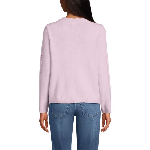  Lands' End V-cardigan Mit Ajourmuster, Damen, Größe:36-38 Regular, Lila, Wolle/polyester/polyacryl, By Lands' End 
