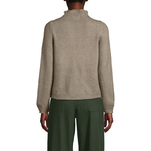  Lands' End Stehbund-pullover Mit Muschelrand, Damen, Größe:36-38 Regular, Beige, Wolle/polyester/polyacryl, By Lands' End 