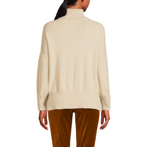  Lands' End Relaxter Rollkragenpullover, Damen, Größe:36-38 Regular, Beige, Polyester/nylon/polyester-mischung, By Lands' End 