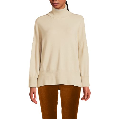  Lands' End Relaxter Rollkragenpullover, Damen, Größe:36-38 Regular, Beige, Polyester/nylon/polyester-mischung, By Lands' End 