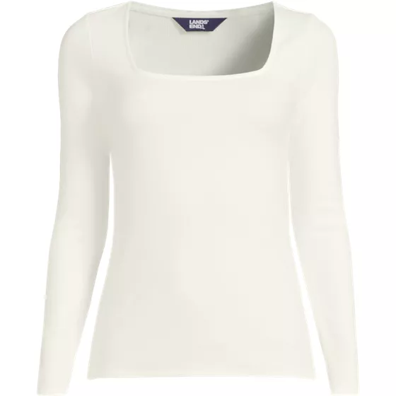 Women's Long Sleeve Rib Square Neck Tee - primary