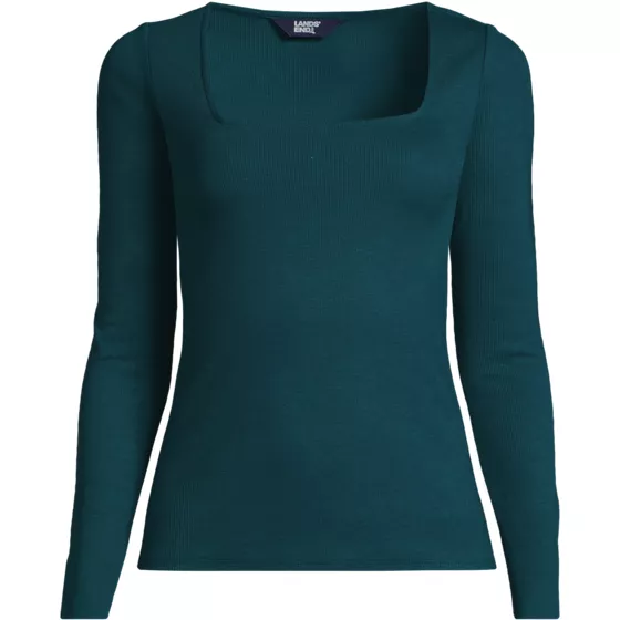 Women's Long Sleeve Rib Square Neck Tee - primary