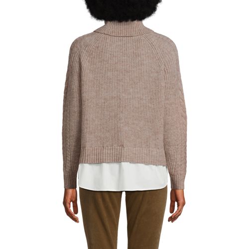  Lands' End Rollkragenpullover Im Lagenlook, Damen, Größe:36-38 Regular, Beige, Polyacryl/baumwoll-mischung/woll-mischung, By Lands' End 