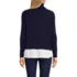 Women's Cable Turtleneck with Mock Shirt Detail Sweater, Back