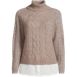 Women's Cable Turtleneck with Mock Shirt Detail Sweater, Front