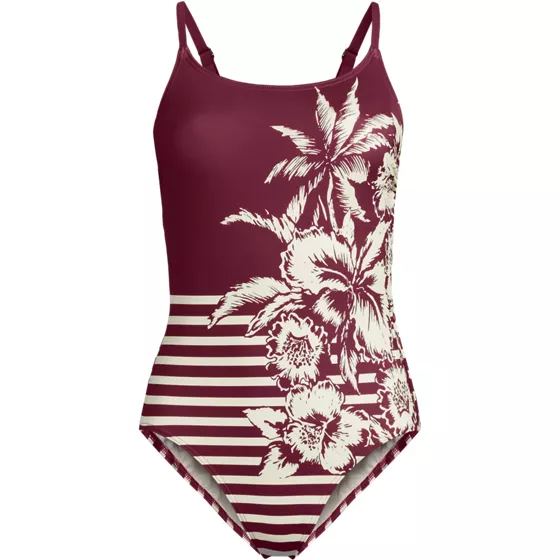 Women's Tugless Thin Strap One Piece Swimsuit - primary