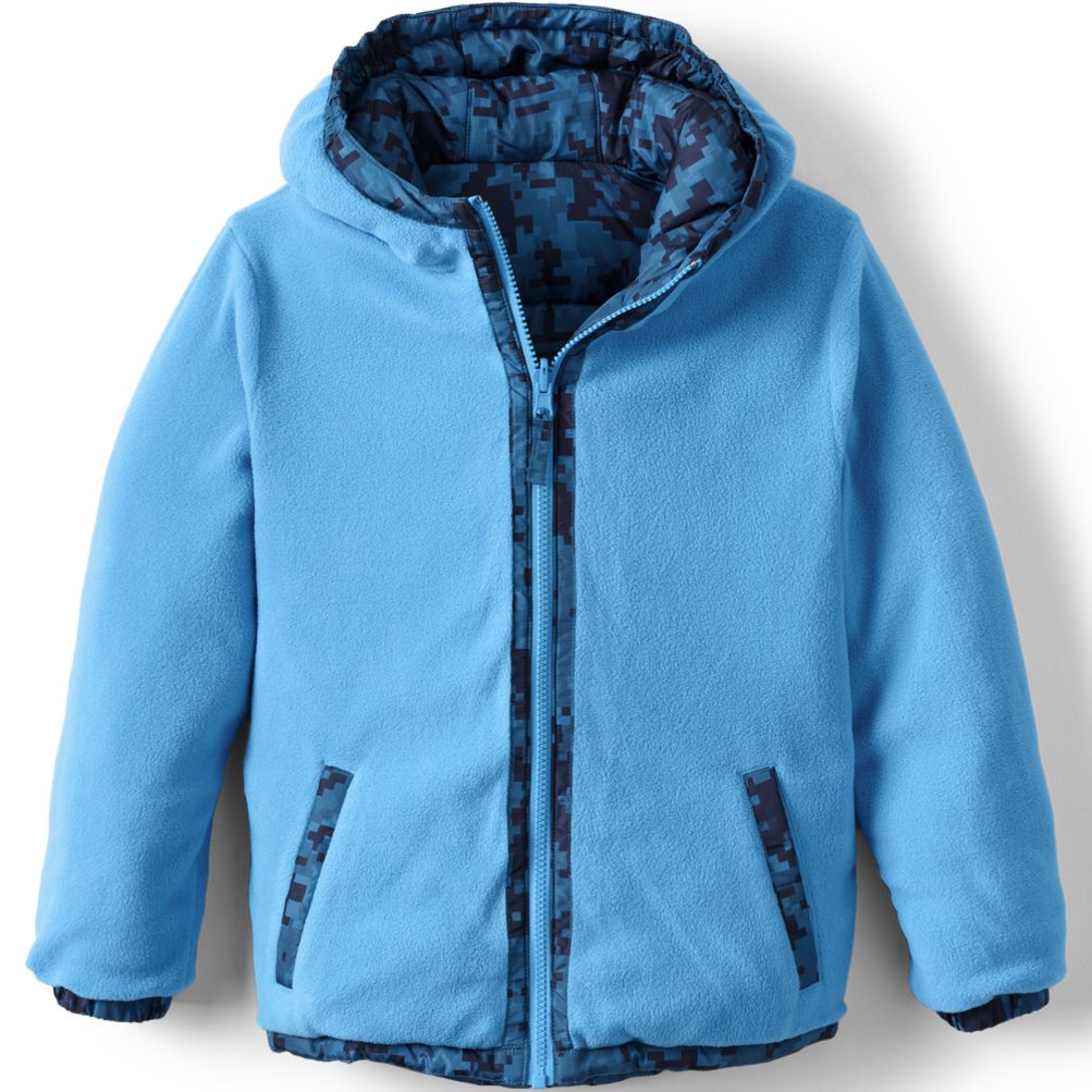 Boys Reversible Fleece Puffer Hooded Jacket Lands' End