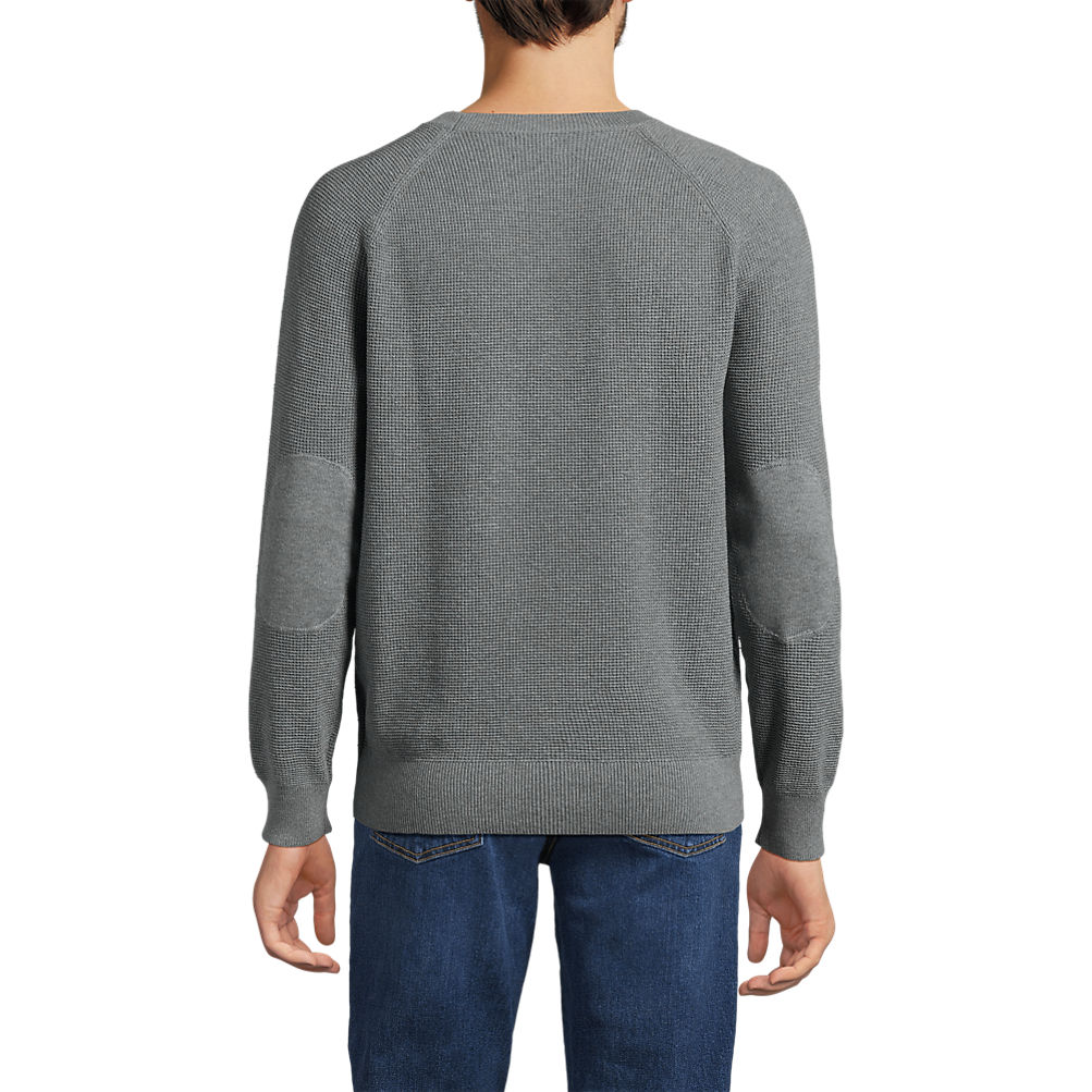 Men's Long Sleeve Cotton Cashmere Waffle Sweater | Lands' End Men's Long Sleeve Cotton Cashmere Waffle Sweater | Lands' End