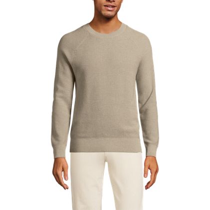 Men's Long Sleeve Cotton Cashmere Waffle Sweater - image 2